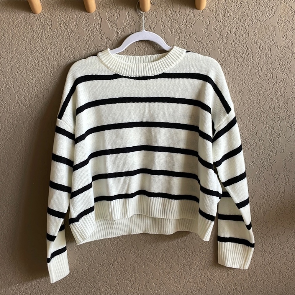 Black and white striped sweater
